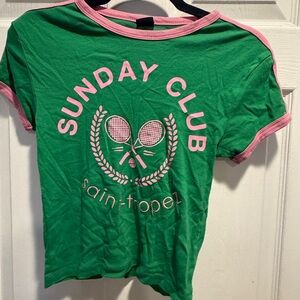 Urban Outfitters Green Tee with Pink Accents